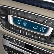 DUAL-ZONE REGULATED AIR CONDITIONING
Automatic dual-zone air conditioning/climate control offers personalized climate comfort to enable each front-seat passenger to choose the temperature they prefer. The Auto mode offers balanced temperature management, while the Fast or Soft modes emphasize temperature or acoustics, depending on your selection.